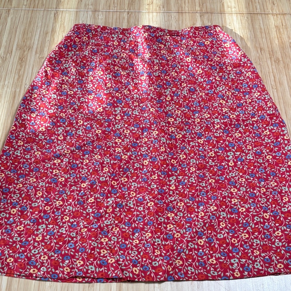 Harold's Vintage Red Floral A-Line Skirt